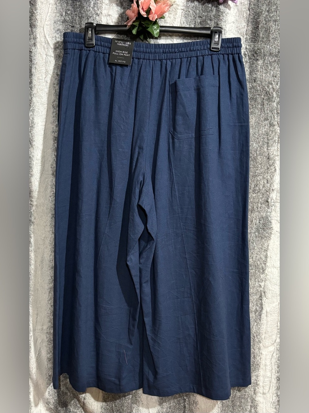 Simply Vera Vera Wang Blue Wide-Leg Drawstring Pull on Pants XL Petite - Picture 3 of 10